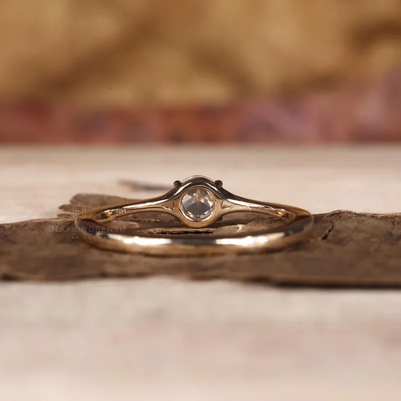 0.24 CT Round Rose Cut Lab Created Diamond Engagement Ring view 6