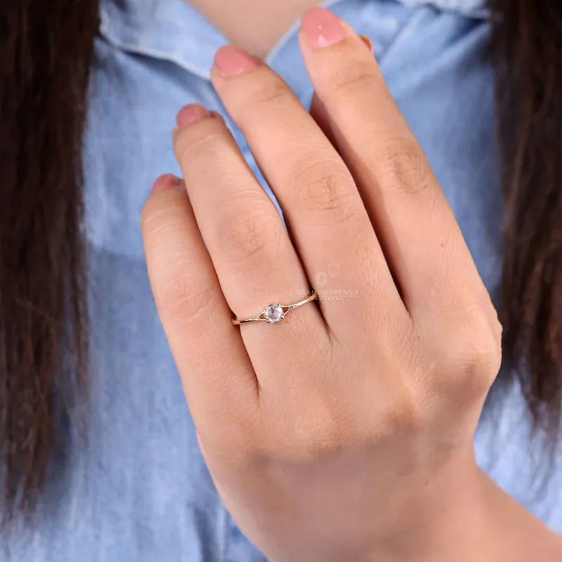 0.24 CT Round Rose Cut Lab Created Diamond Engagement Ring view 8