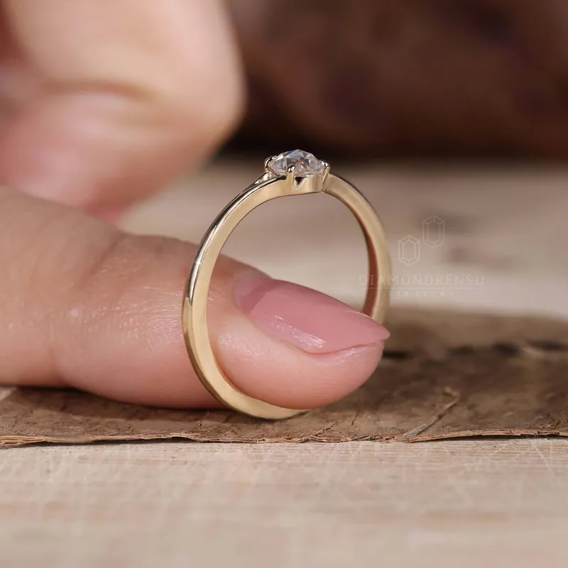 0.24 CT Round Rose Cut Lab Created Diamond Engagement Ring view 2