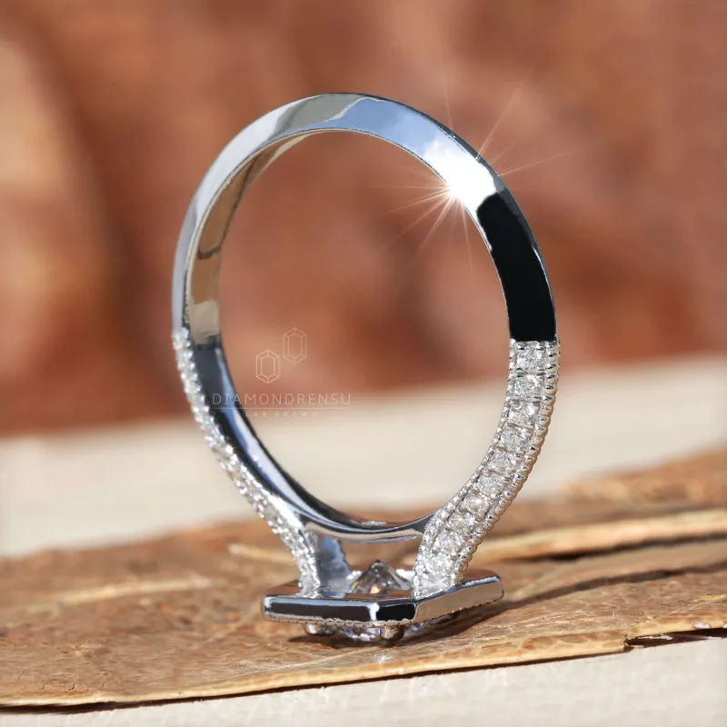 0.50 CT Round Diamond Ring, Vintage Style Lab Grown Diamond Halo Engagement Ring view 7