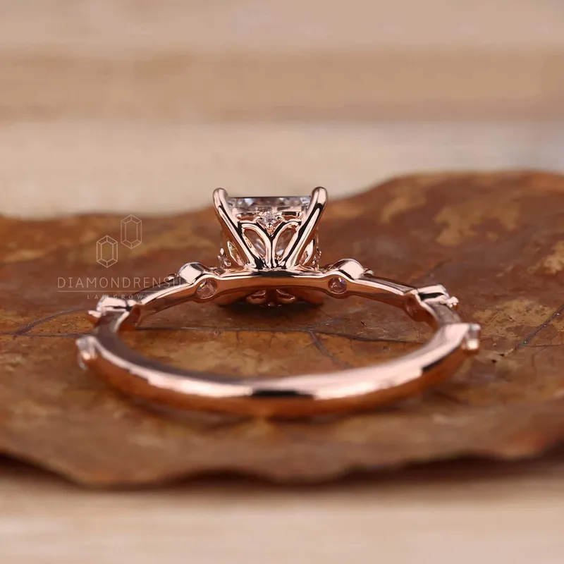 0.50 to 2.0 CT Princess Cut Lab Grown Diamond Distance Pave Engagement Ring vy 3