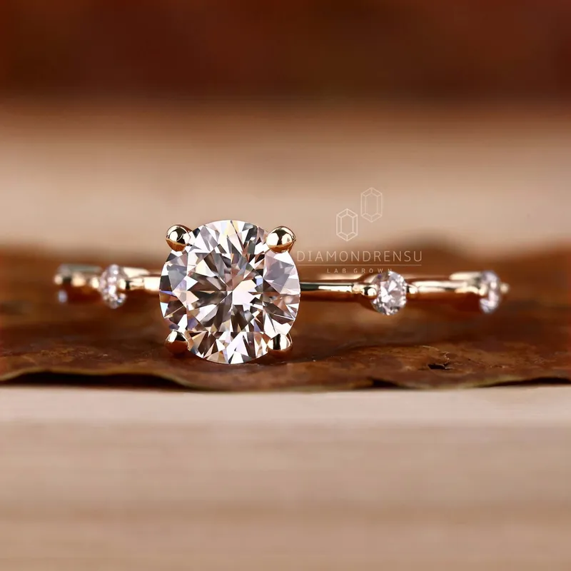 0.50 to 3.0 CT Round Lab Grown Diamond Distance Pave Ring view 2