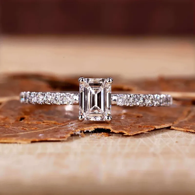0.51 CT Emerald Cut Lab Grown Diamond Engagement Ring for Women emerald emerald cut engagement ring