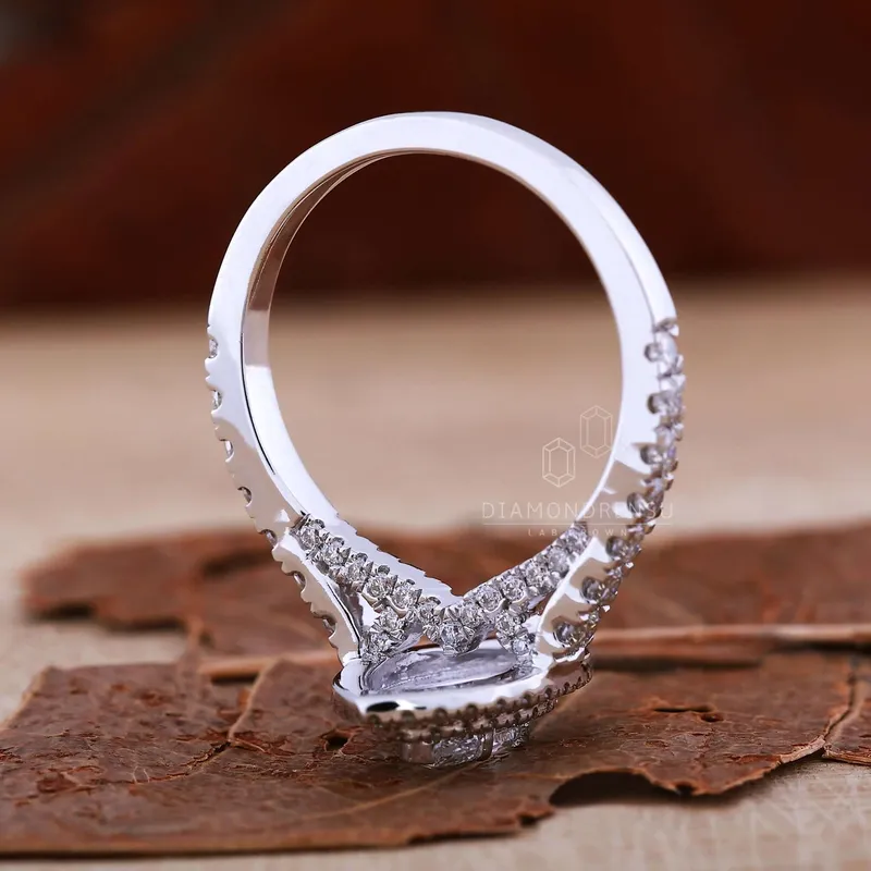 0.51 CT Marquise Cut Lab Grown Diamond Double Halo Engagement Ring vy 6