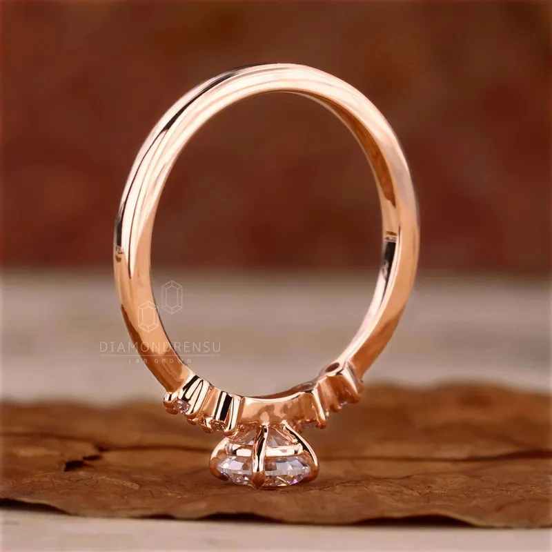 0.53 CT Round Cut Lab Grown Diamond Five Stone Engagement Ring vy 6