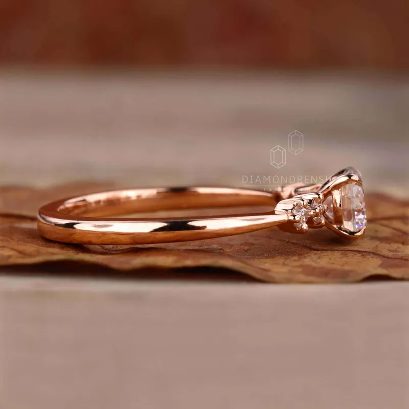 0.53 CT Round Cut Lab Grown Diamond Five Stone Engagement Ring vy 5