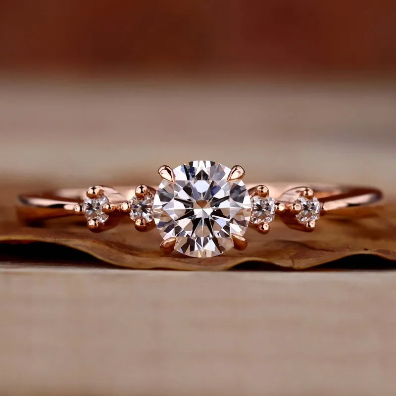 0.53 CT Round Cut Lab Grown Diamond Five Stone Engagement Ring round cut engagement ring