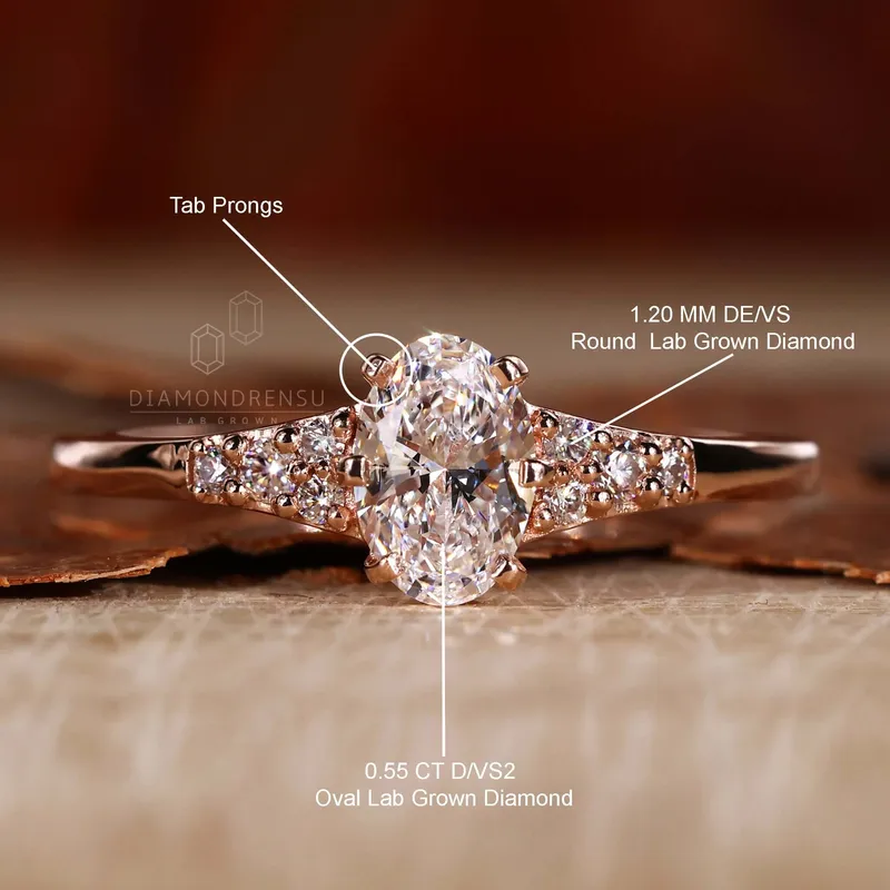 0.55 CT Oval Cut Lab Grown Diamond Muse Engagement Ring view 9