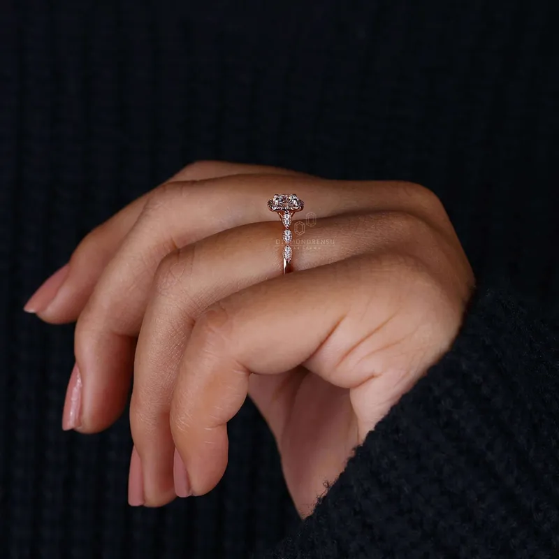 0.55 CT Round Lab Grown Diamond Halo - Pave Engagement Ring view 7