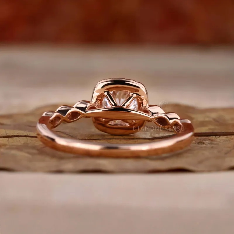 0.55 CT Round Lab Grown Diamond Halo - Pave Engagement Ring view 6