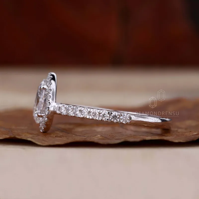 0.60 CT Pear Cut Lab Grown Diamond Halo Engagement Ring view 6