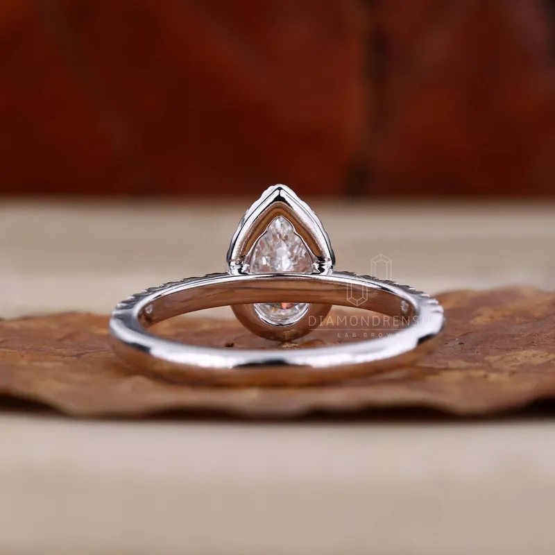 0.60 CT Pear Cut Lab Grown Diamond Halo Engagement Ring view 7