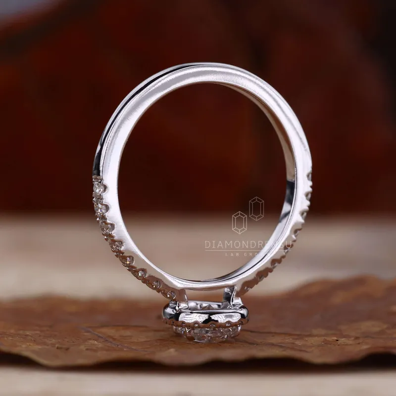 0.60 CT Pear Cut Lab Grown Diamond Halo Engagement Ring view 3