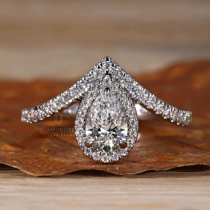 0.63 CT Pear Cut Lab Grown Diamond Engagement Ring for Women view 5