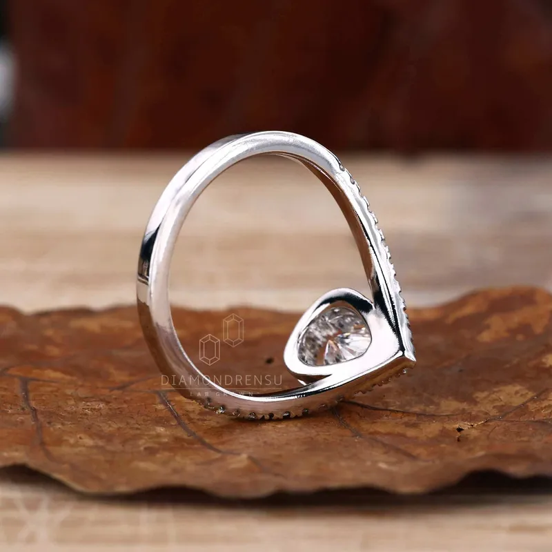 0.63 CT Pear Cut Lab Grown Diamond Engagement Ring for Women view 3