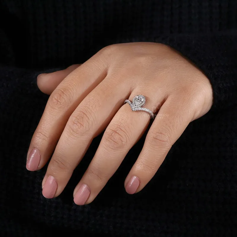 0.63 CT Pear Cut Lab Grown Diamond Engagement Ring for Women view 7