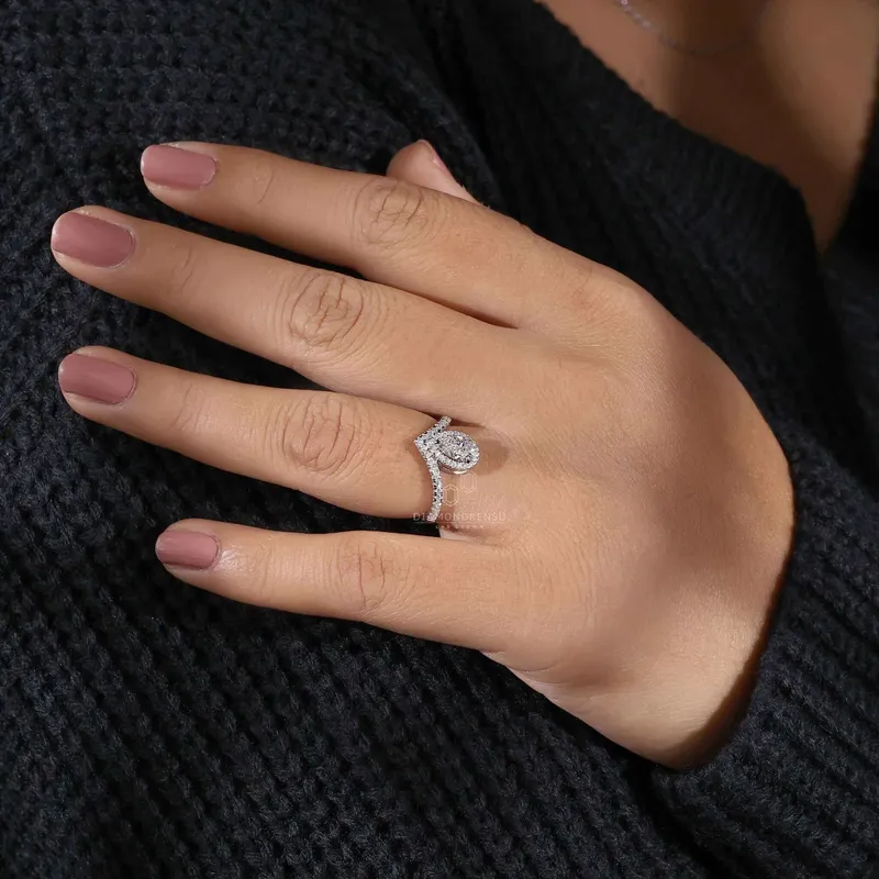 0.63 CT Pear Cut Lab Grown Diamond Engagement Ring for Women view 8