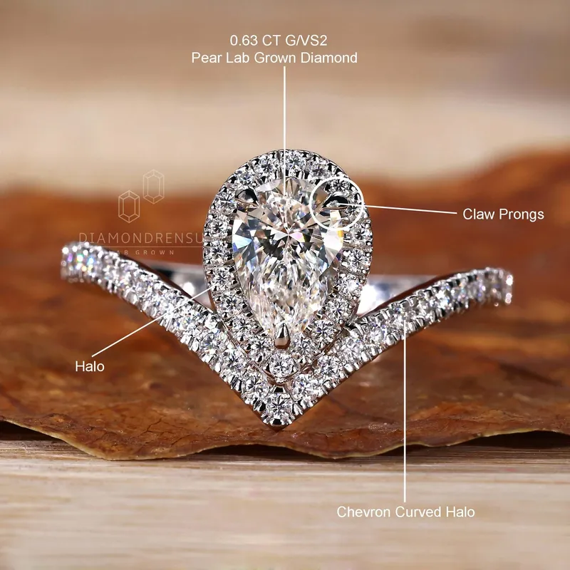 0.63 CT Pear Cut Lab Grown Diamond Engagement Ring for Women view 9