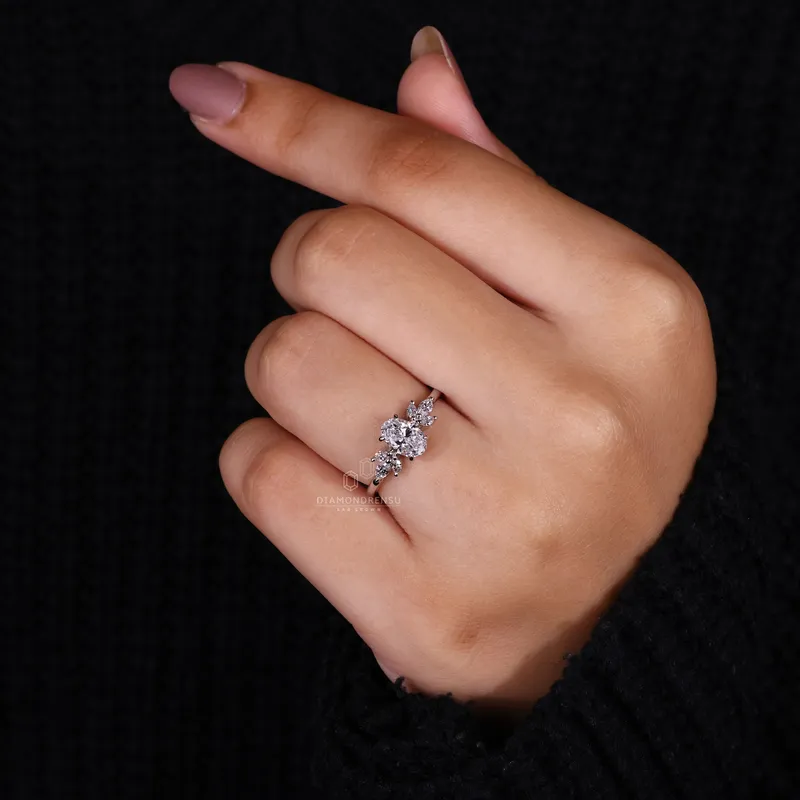 0.70 to 2.0 CT Oval Cut Muse Setting Lab Grown Diamond Engagement Ring view 6