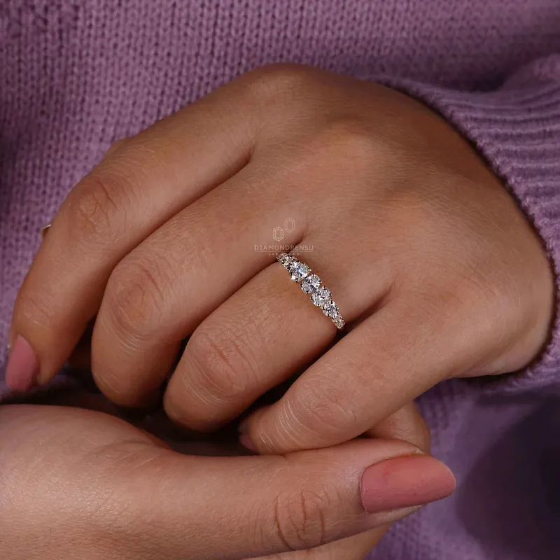 0.74 TCW Oval and Round Cut Lab Grown Diamond Wedding Ring view 7