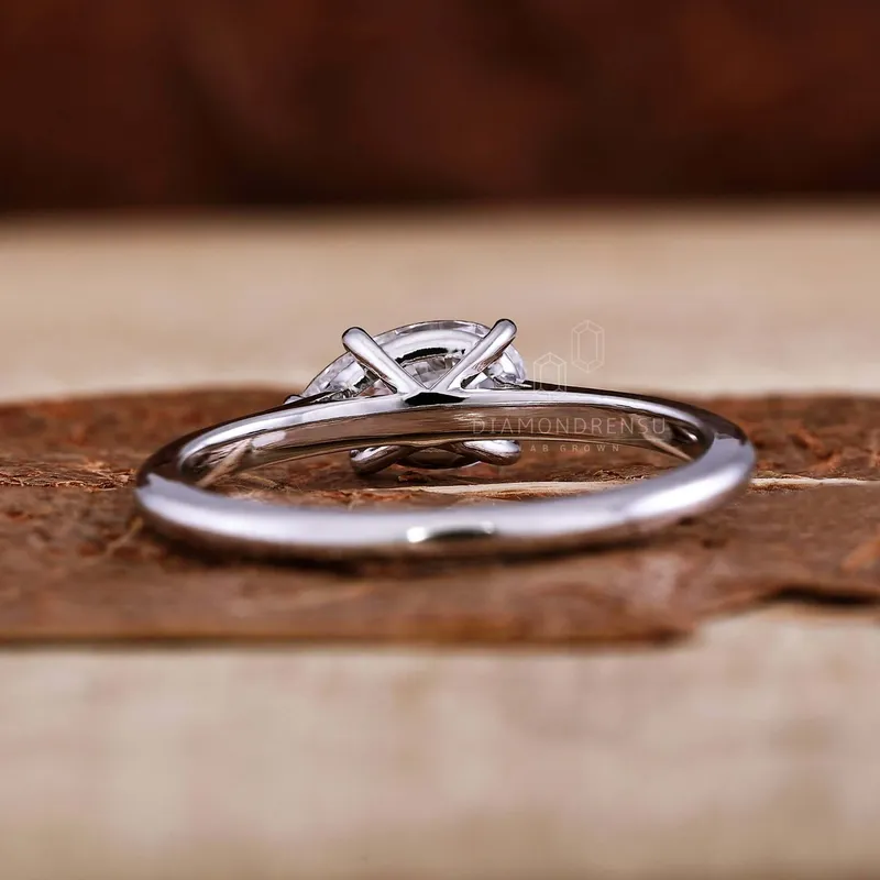 0.75 CT Pear Cut Lab Grown Diamond Engagement East to West Set Ring vy 6