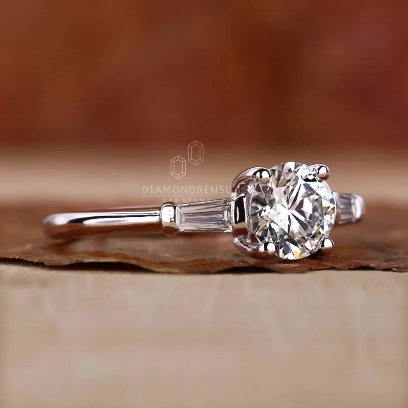 0.80 - 2.0 CT Round Lab Grown Diamond Three Stone Engagement Ring view 2