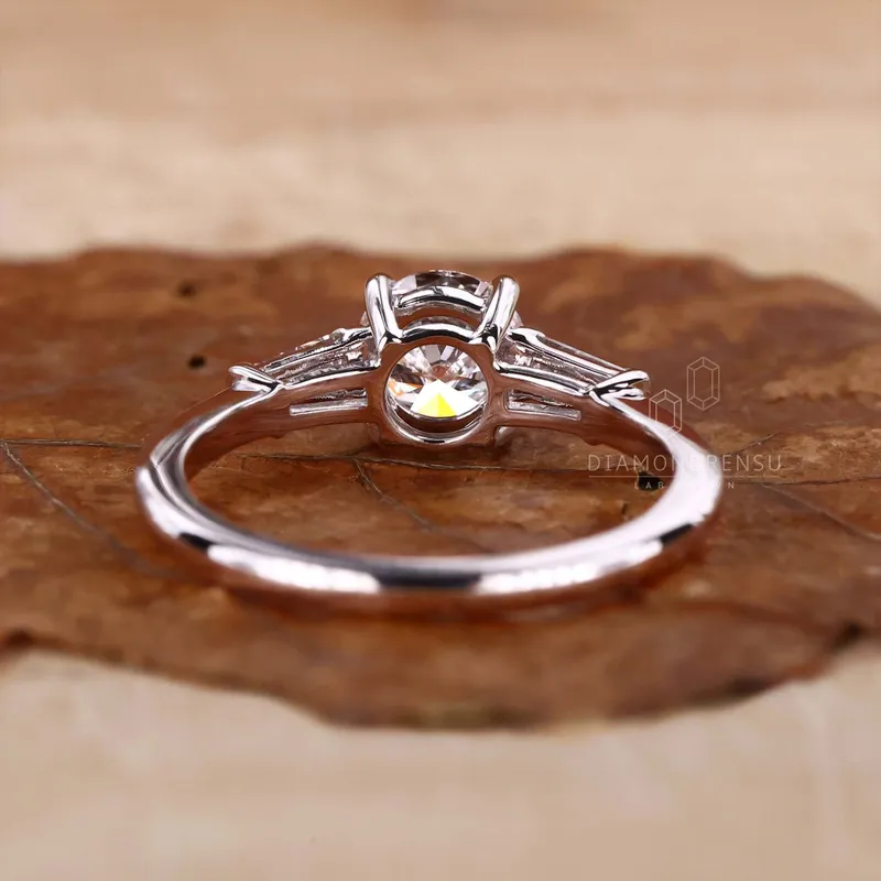 0.80 - 2.0 CT Round Lab Grown Diamond Three Stone Engagement Ring view 4