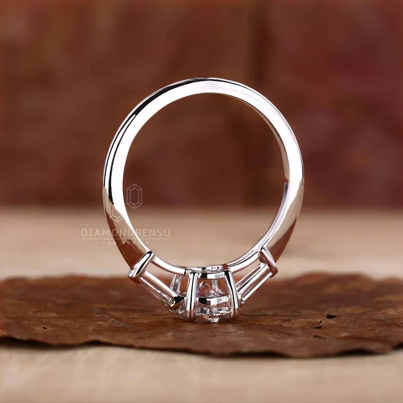 0.80 - 2.0 CT Round Lab Grown Diamond Three Stone Engagement Ring view 6