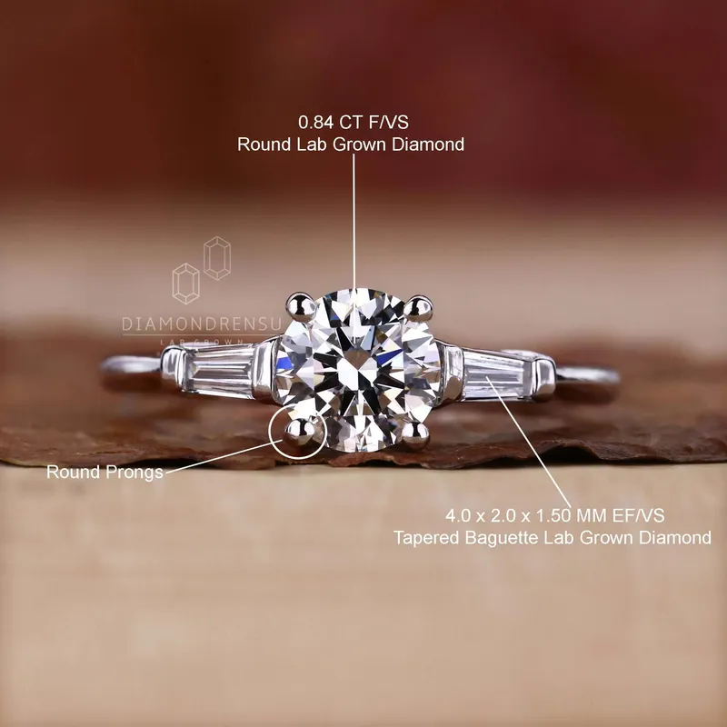 0.80 - 2.0 CT Round Lab Grown Diamond Three Stone Engagement Ring view 9