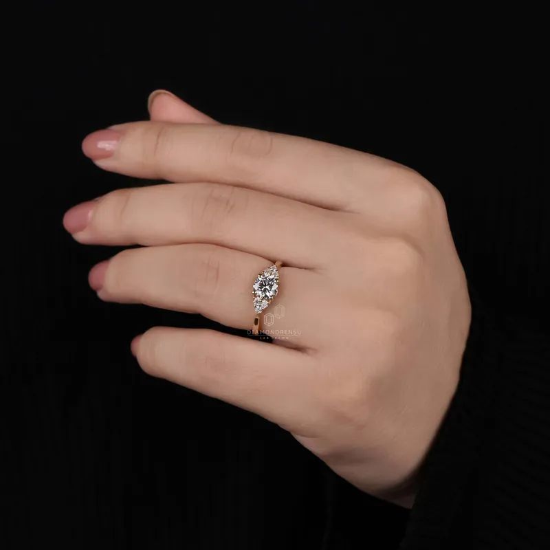 0.81 CT Round Diamond Ring, EF/VS Lab Grown Diamond Engagement Ring, Muse Setting vy 4