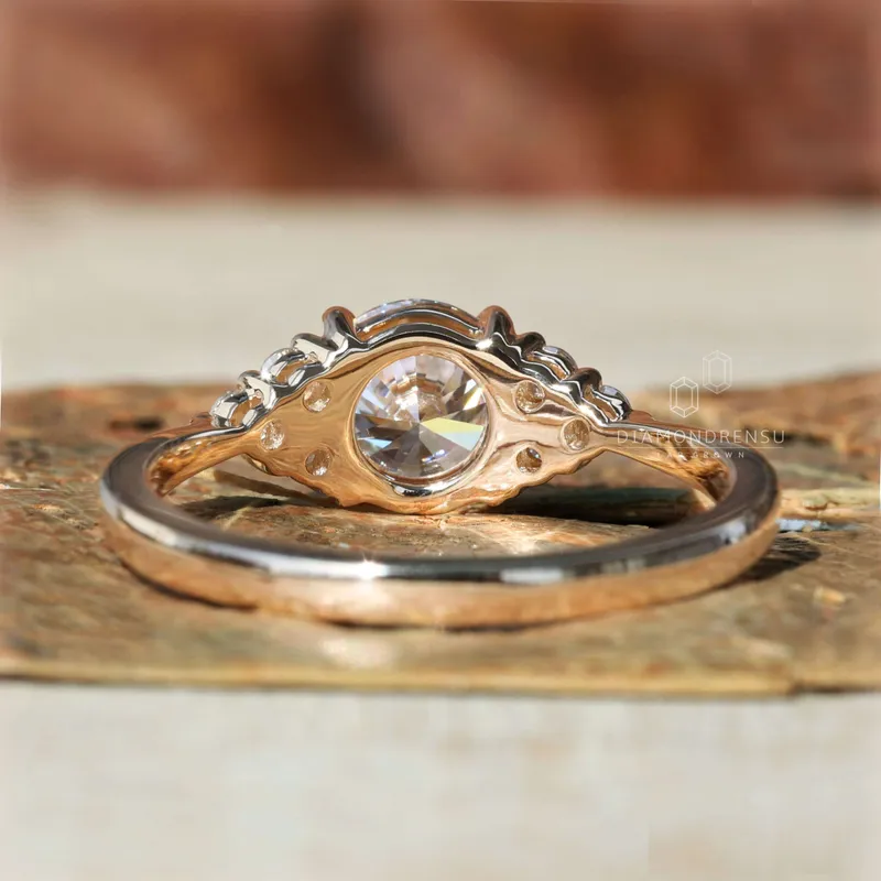 0.81 CT Round Diamond Ring, EF/VS Lab Grown Diamond Engagement Ring, Muse Setting vy 2