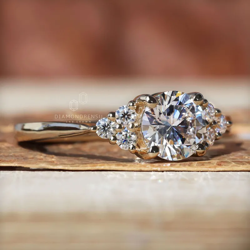 0.81 CT Round Diamond Ring, EF/VS Lab Grown Diamond Engagement Ring, Muse Setting vy 5