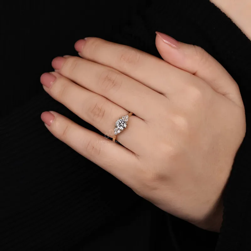 0.81 CT Round Diamond Ring, EF/VS Lab Grown Diamond Engagement Ring, Muse Setting vy 3