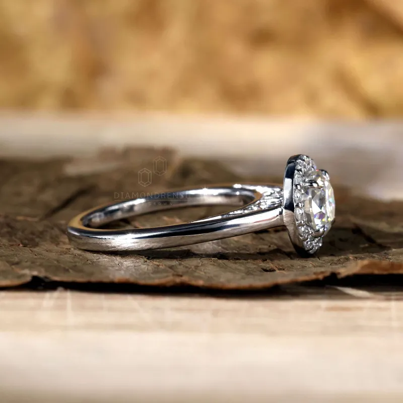 0.82 CT Round Diamond Engagement Rings, Halo Lab Grown Diamond Ring vy 5