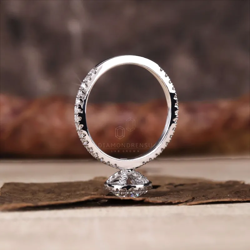 0.85 CT Round Lab Grown Diamond Ring, Halo Engagement Ring vy 6