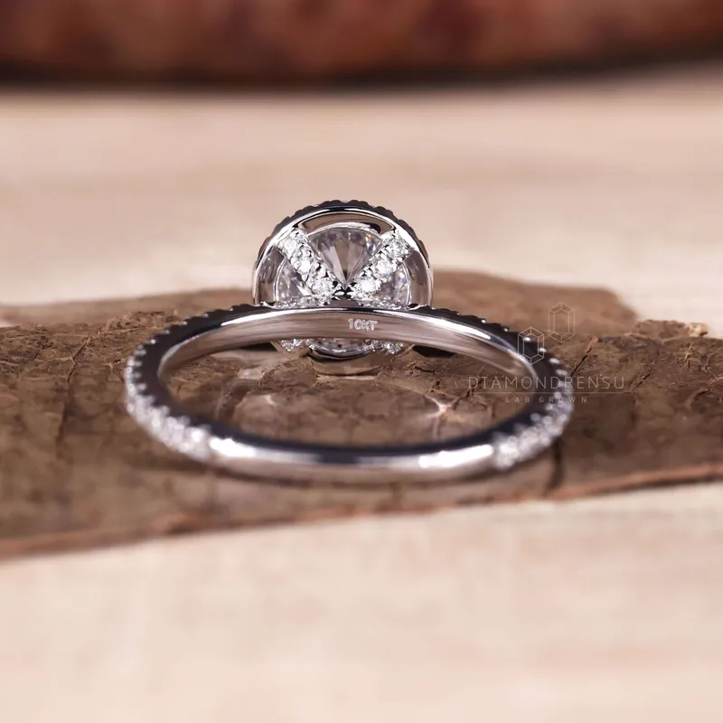 0.85 CT Round Lab Grown Diamond Ring, Halo Engagement Ring vy 4