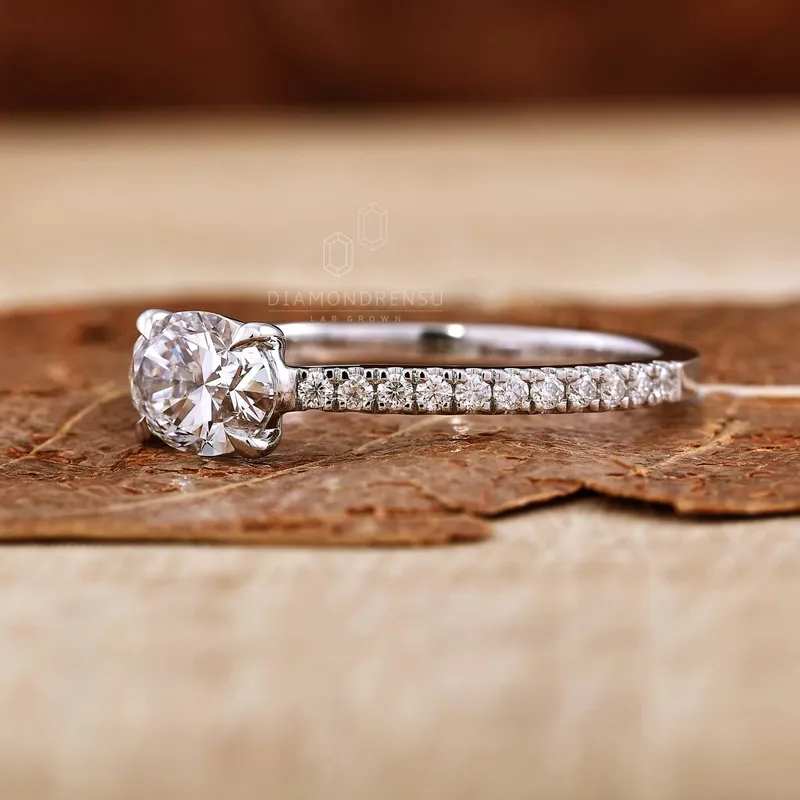 0.87 CT Oval Cut Lab Grown Diamond East to West Set Engagement Ring view 5
