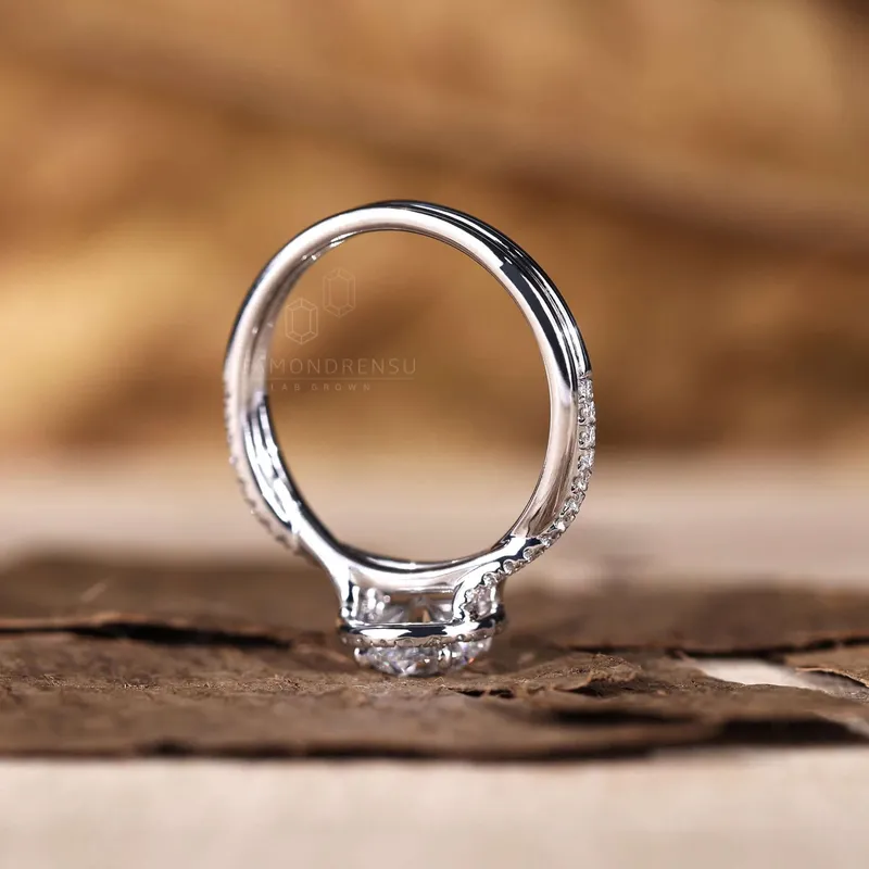 0.87 CT Round Diamond Ring, Lab Grown Diamond Round Engagement Rings vy 7
