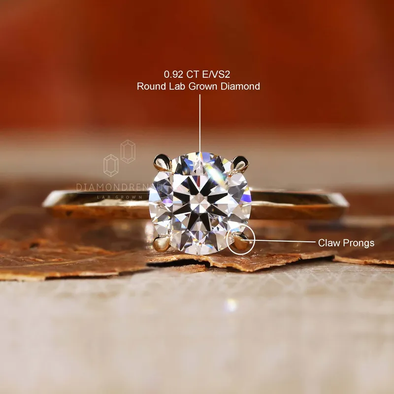 0.92 CT Round Lab Grown Diamond Solitaire Engagement Ring view 9