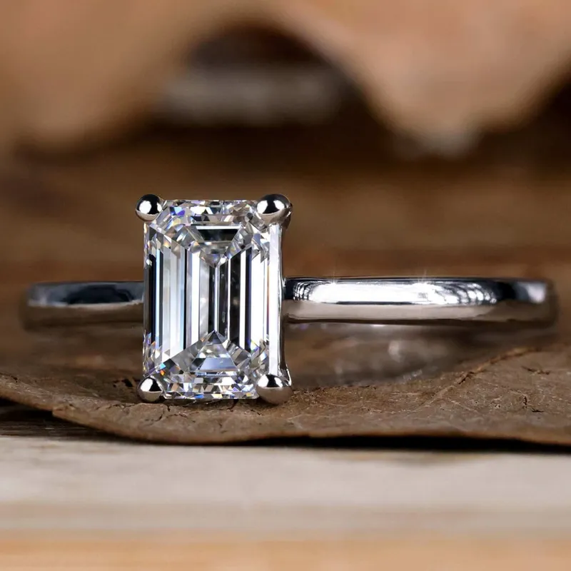1 CT Emerald Cut Diamond Engagement Ring, EF/VVS Lab Grown Diamond Solitaire Ring emerald emerald cut engagement ring