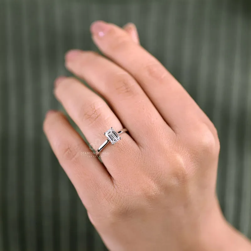1 CT Emerald Cut Diamond Engagement Ring, EF/VVS Lab Grown Diamond Solitaire Ring vy 7
