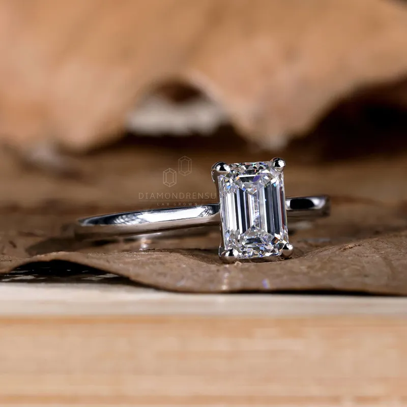 1 CT Emerald Cut Diamond Engagement Ring, EF/VVS Lab Grown Diamond Solitaire Ring vy 5