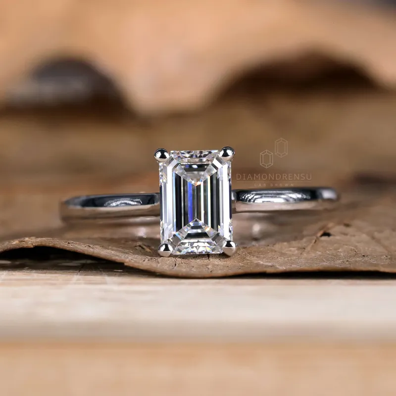 1 CT Emerald Cut Diamond Engagement Ring, EF/VVS Lab Grown Diamond Solitaire Ring vy 4