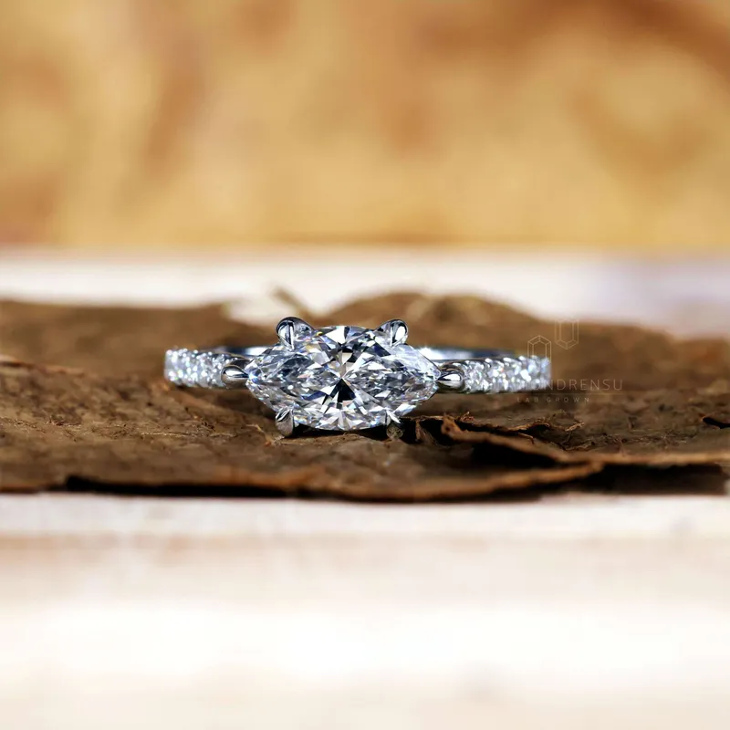 1 CT Marquise Cut Lab Grown Diamond Engagement Ring, IGI Certified Diamond view 5