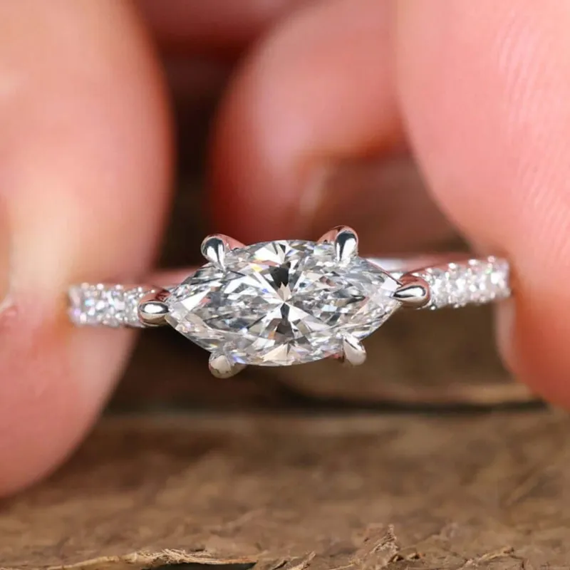 1 CT Marquise Cut Lab Grown Diamond Engagement Ring, IGI Certified Diamond engagement ring