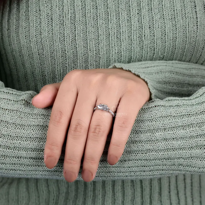 1 CT Marquise Cut Lab Grown Diamond Engagement Ring, IGI Certified Diamond view 10