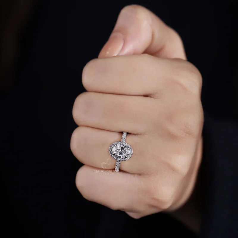 1 CT Oval Diamond Ring, Lab Grown Diamond Engagement Ring view 8