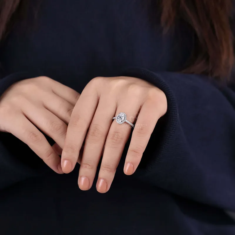 1 CT Oval Diamond Ring, Lab Grown Diamond Engagement Ring view 2