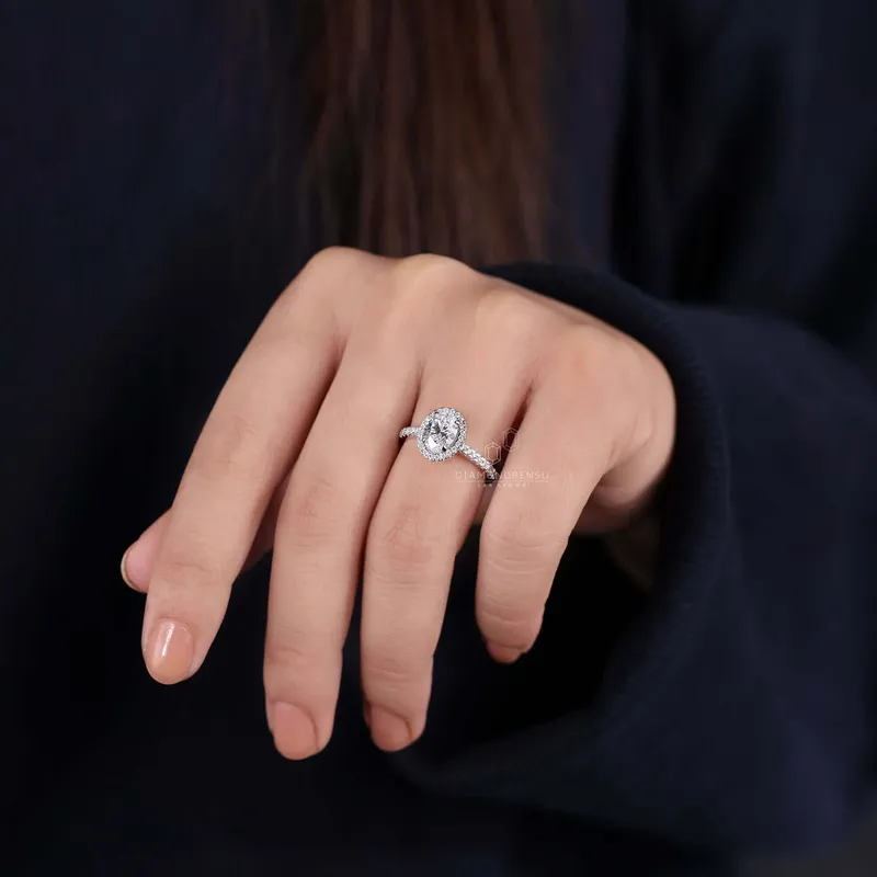 1 CT Oval Diamond Ring, Lab Grown Diamond Engagement Ring view 9