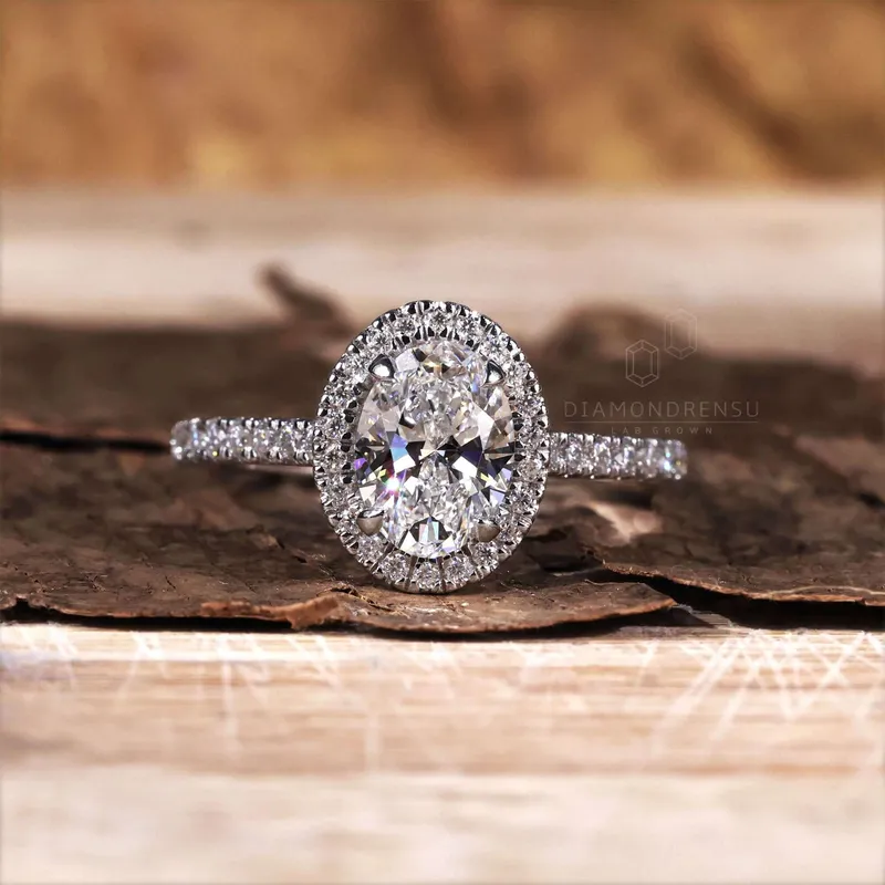 1 CT Oval Diamond Ring, Lab Grown Diamond Engagement Ring view 4